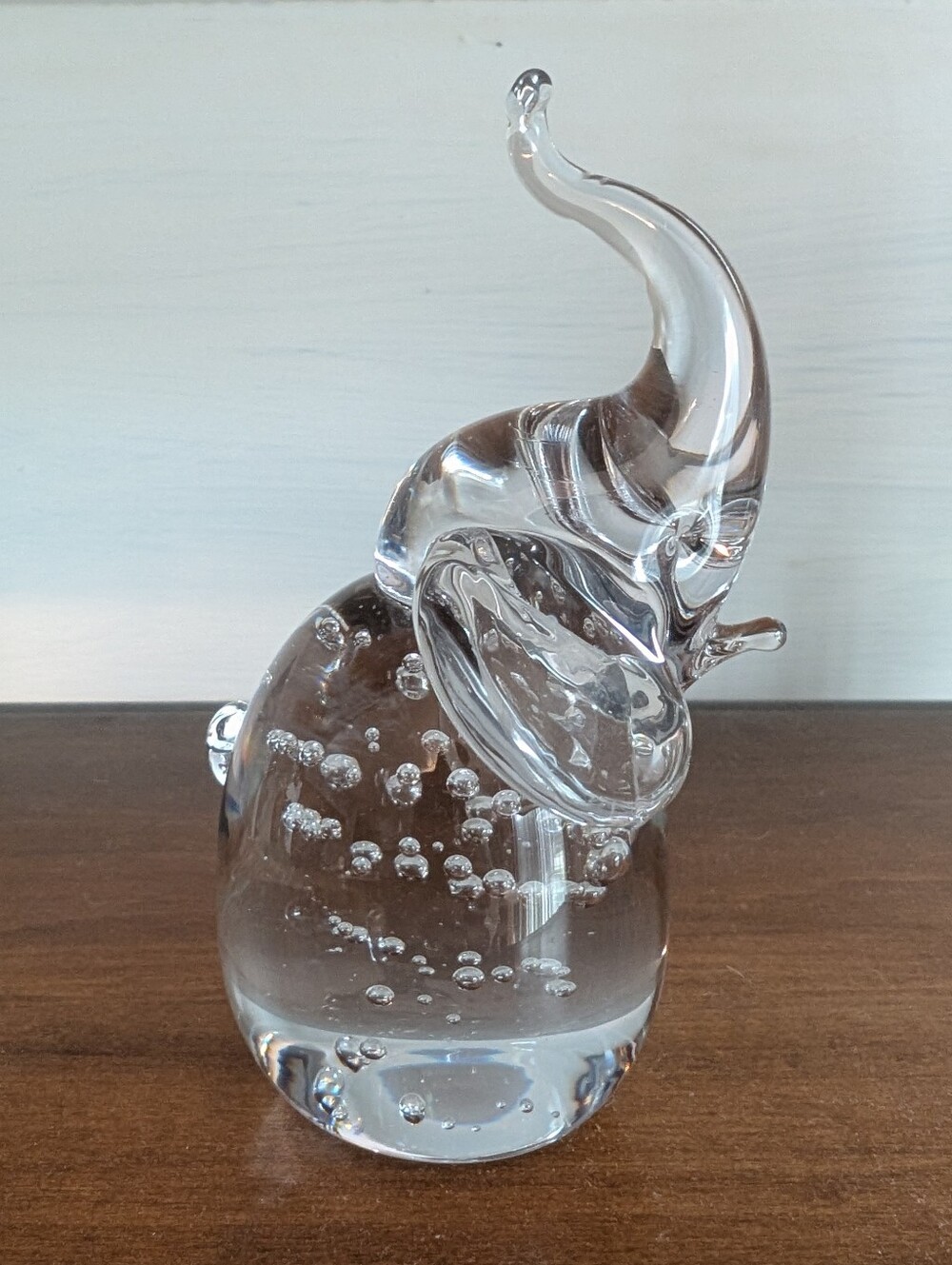 Clear Glass Elephant Paperweight